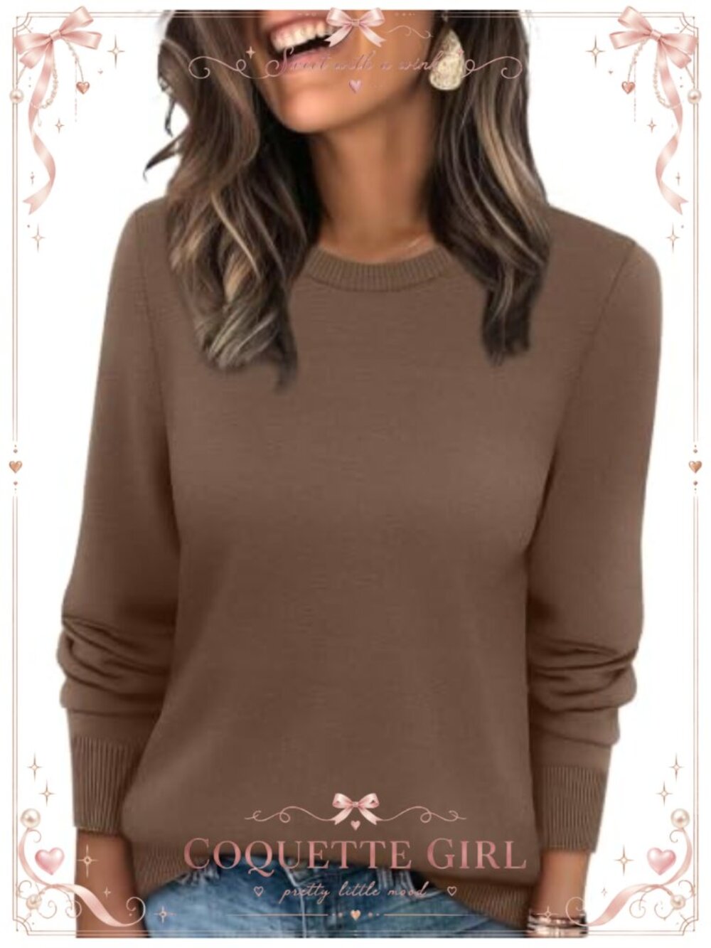 WIHOLL Womens Ribbed Knit Crewneck Pullover Sweater Long Sleeve Loose Fit